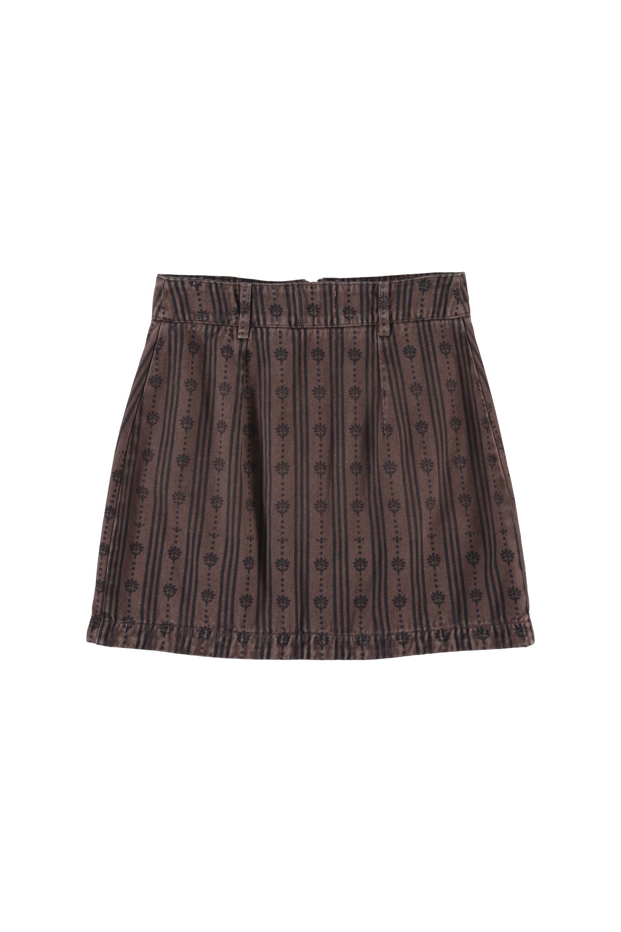 Short skirt | Brown w/ floral stripes