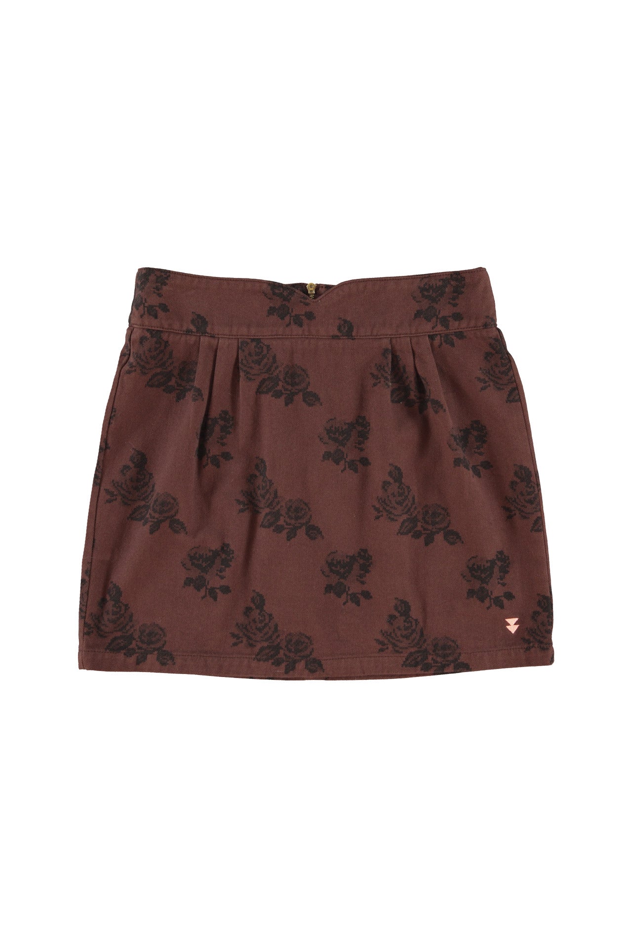 Short skirt | Brown w/ black roses