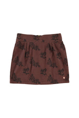 Short skirt | Brown w/ black roses