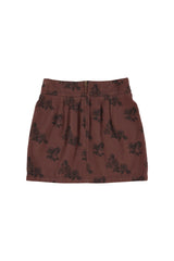 Short skirt | Brown w/ black roses
