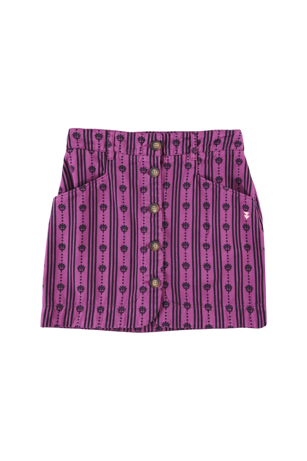 Short skirt | Fuchsia w/ floral stripes