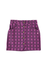 Short skirt | Fuchsia w/ floral stripes