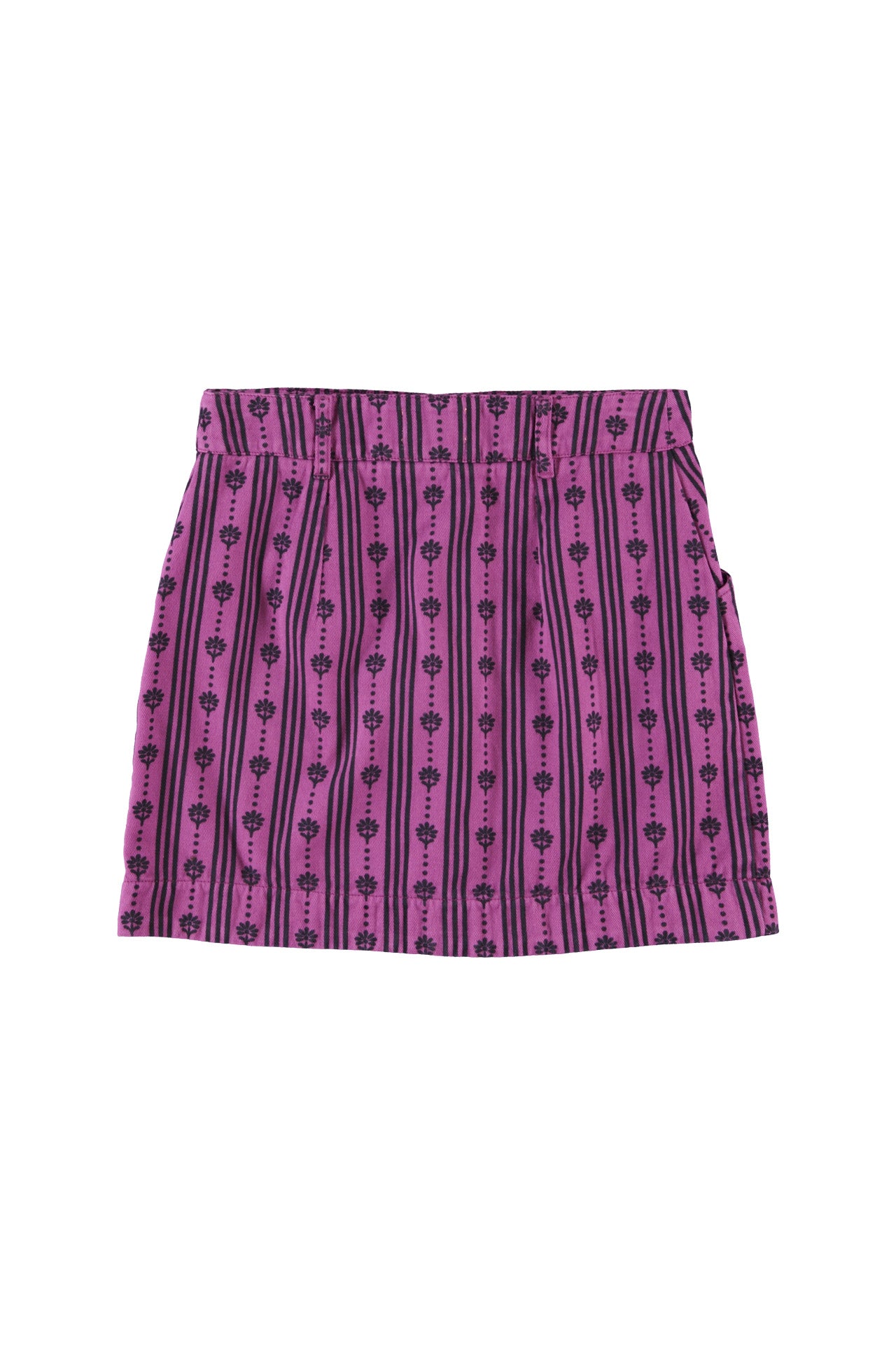 Short skirt | Fuchsia w/ floral stripes