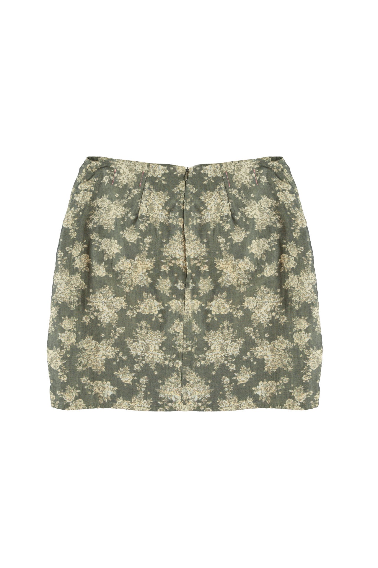 Short wrap skirt | Green w/ floral jacquard