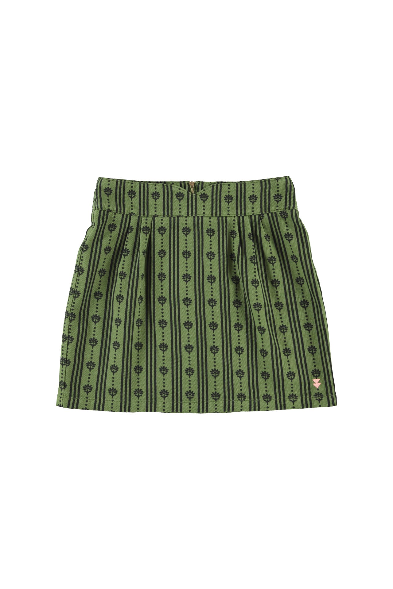 Short skirt | Green w/ floral stripes