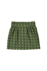 Short skirt | Green w/ floral stripes