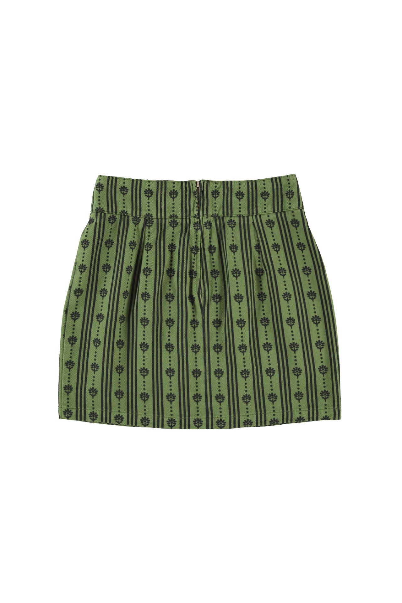 Short skirt | Green w/ floral stripes