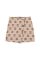 Short asymmetrical skirt  | Light brown w/ ethnic print