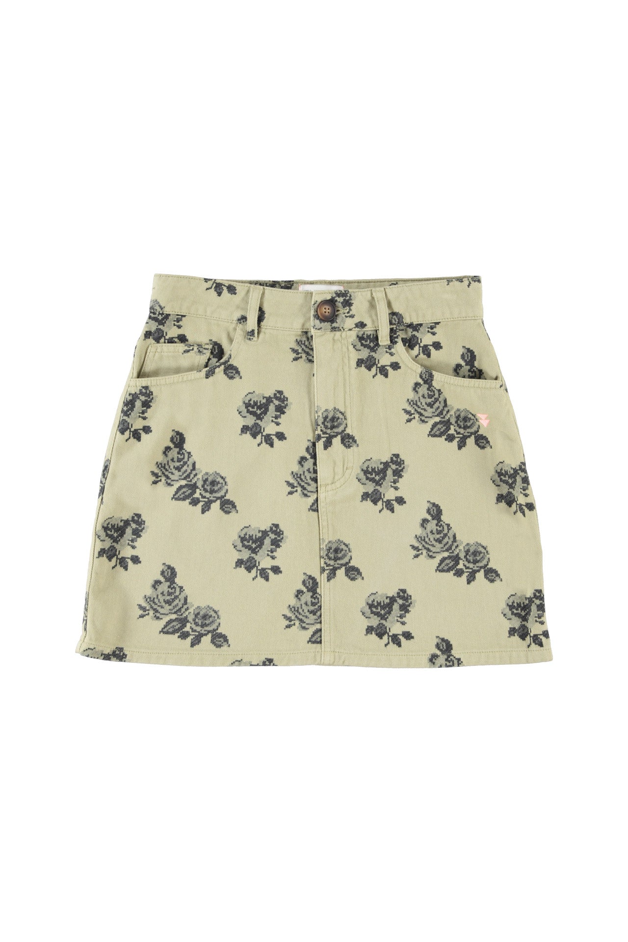 Short skirt | Light green w/ black roses