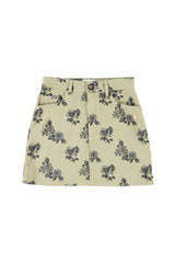 Short skirt | Light green w/ black roses