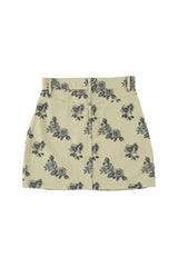 Short skirt | Light green w/ black roses