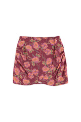 Short wrap skirt | Bordeaux w/ multicolor flowers