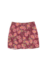 Short wrap skirt | Bordeaux w/ multicolor flowers