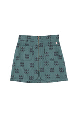 Short skirt | Petrol blue w/ ethnic print