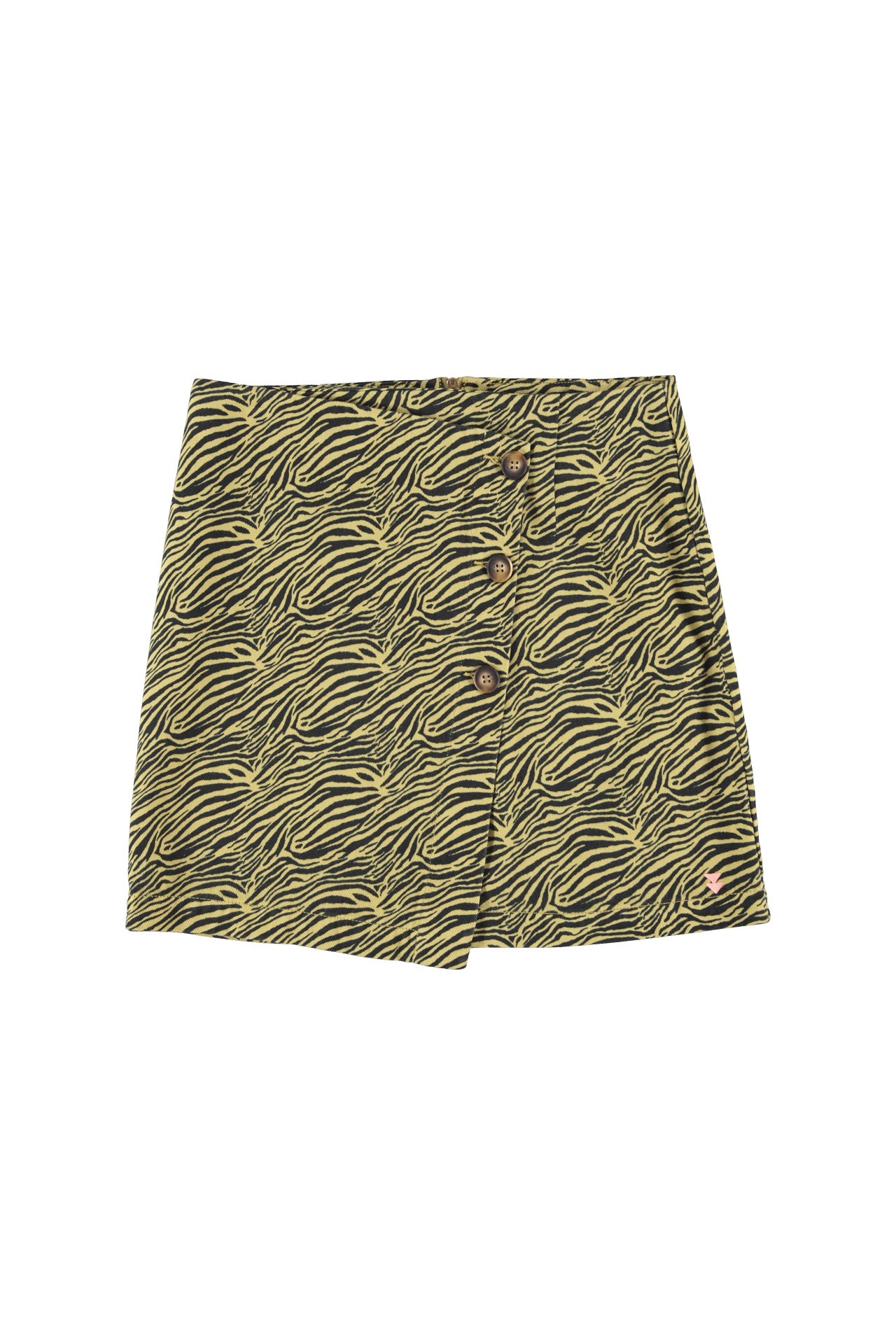 Short asymmetrical skirt | Yellow w/ zebra print
