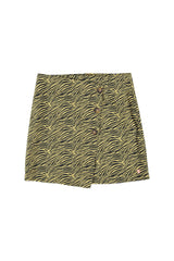 Short asymmetrical skirt | Yellow w/ zebra print