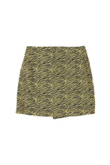 Short asymmetrical skirt | Yellow w/ zebra print