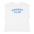 Sleeveless t-shirt w/ deep round neck | off white w/ "cherry club" print