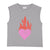 sleeveless t-shirt w/ round neck | grey w/ "heart" print