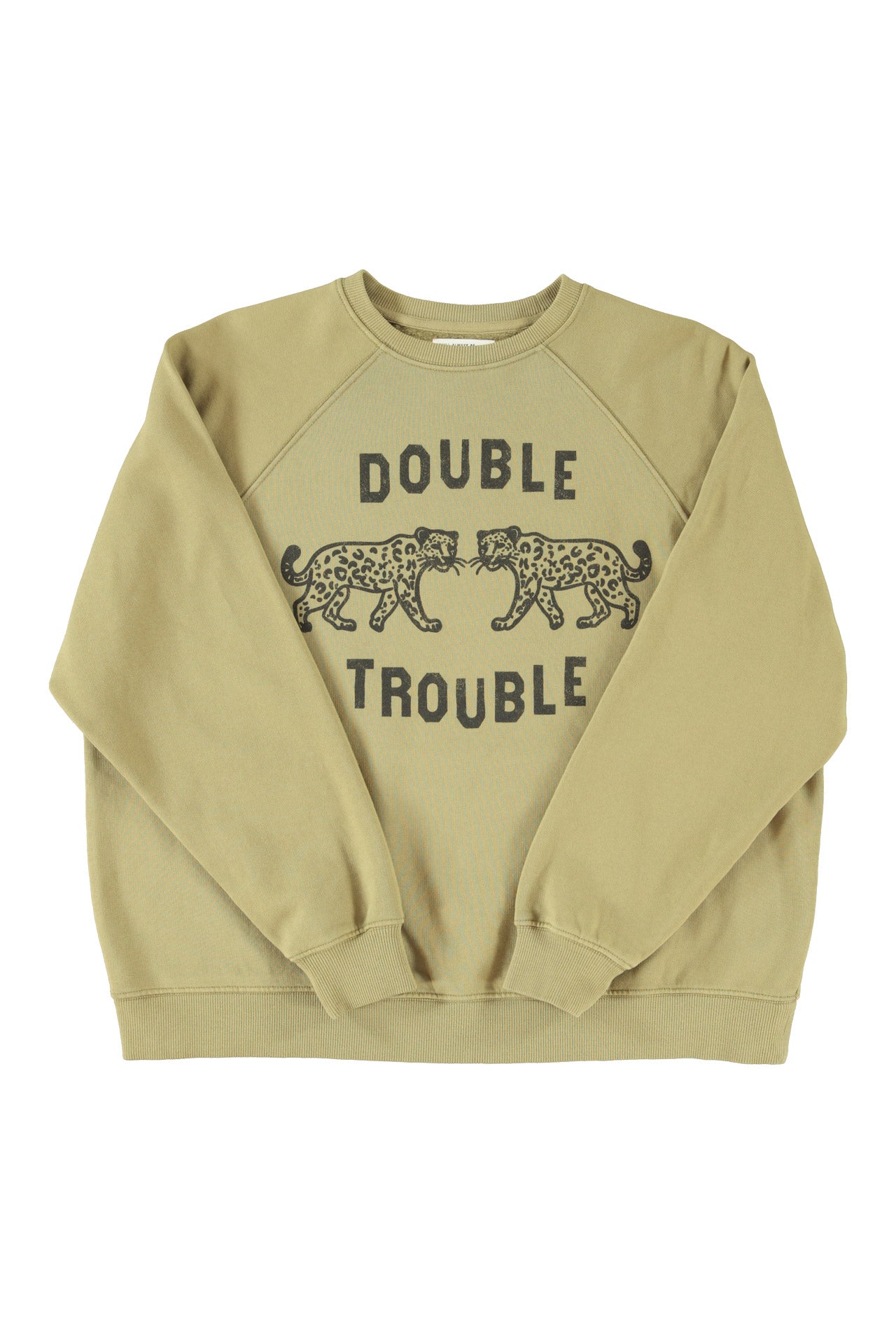 Fitted sweatshirt | Kakhi w/ "double trouble" print