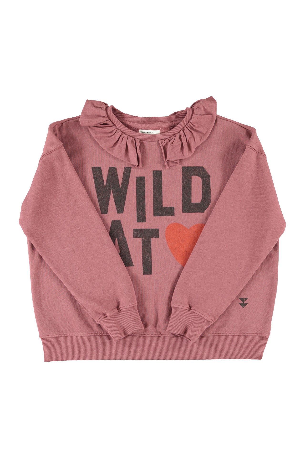 Sweatshirt w/ ruffled collar | Old pink w/ "wild at heart" print