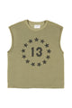 Sleeveless t-shirt w/ round neck | Army green w/ "13" print