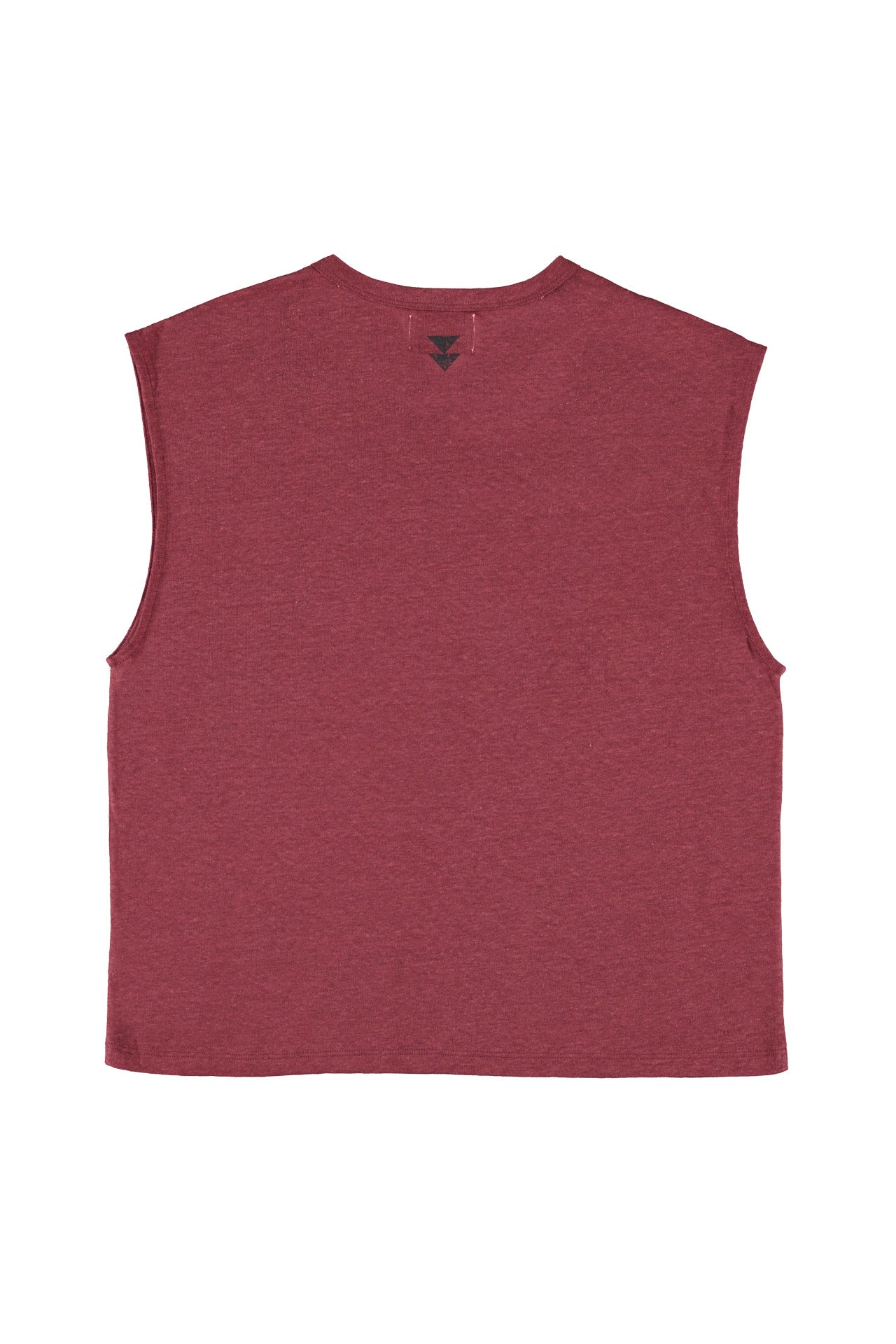 Linen sleeveless t-shirt w/ round neck | Bordeaux w/ i'm innocent"