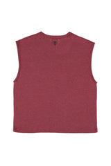 Linen sleeveless t-shirt w/ round neck | Bordeaux w/ i'm innocent"