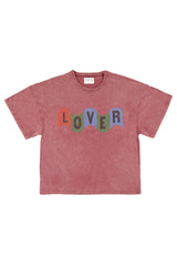 T-shirt w/ short sleeves | Bordeaux w/ "lover" print