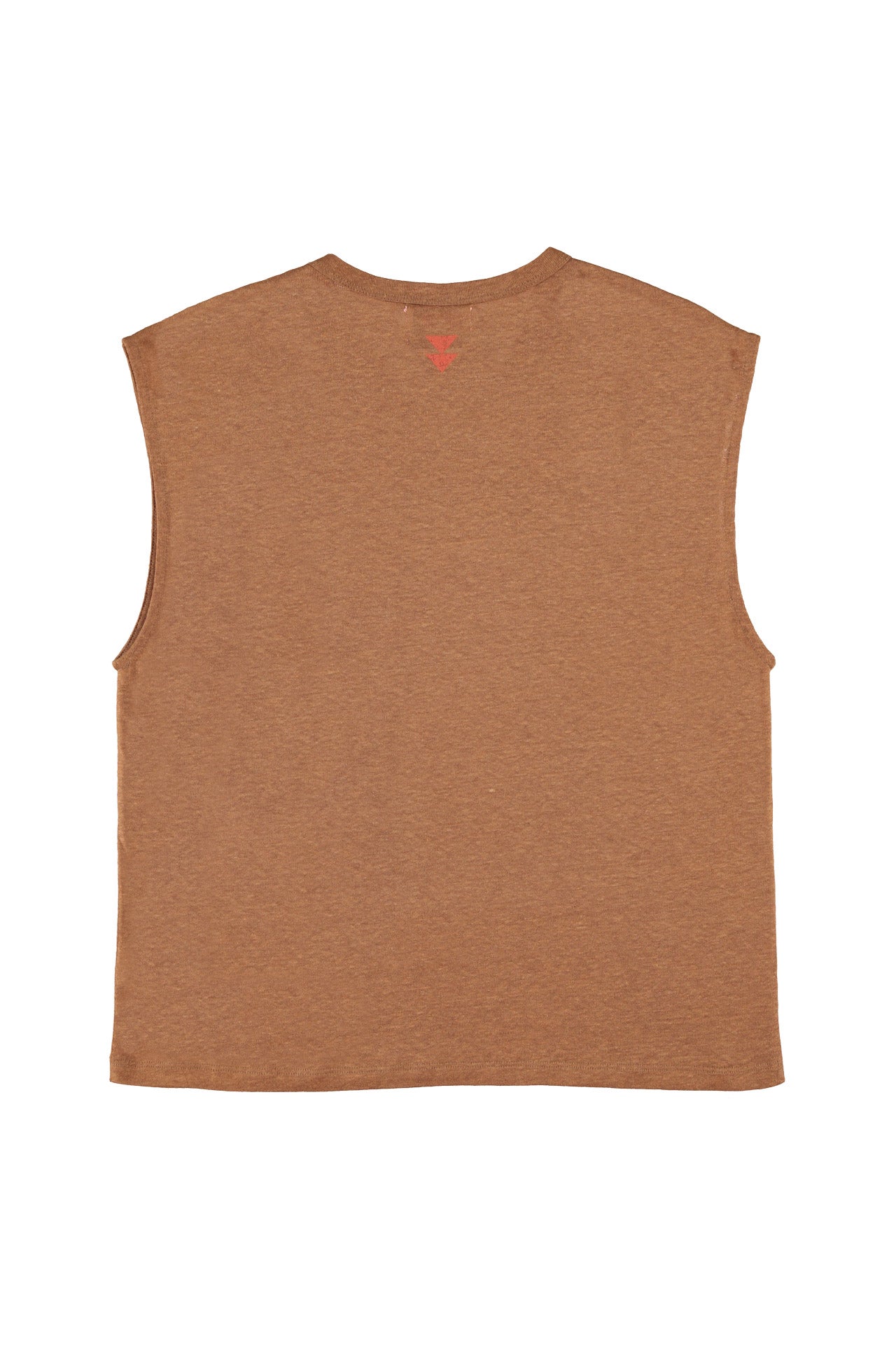 Sleeveless t-shirt w/ round neck | Brown w/ "wild at heart" print