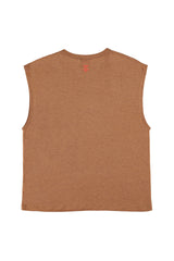 Sleeveless t-shirt w/ round neck | Brown w/ "wild at heart" print