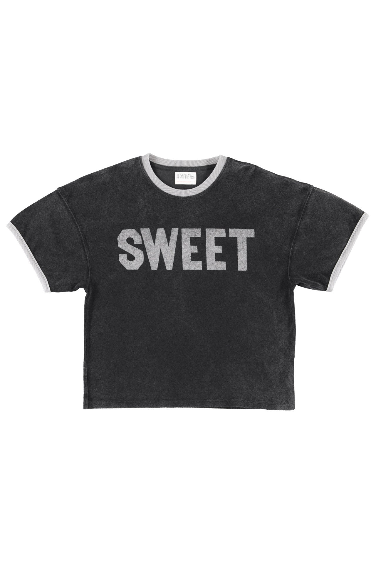 T-shirt w/ short sleeves | Faded black w/ "sweet" print