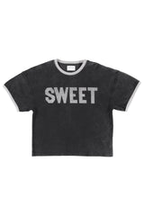T-shirt w/ short sleeves | Faded black w/ "sweet" print