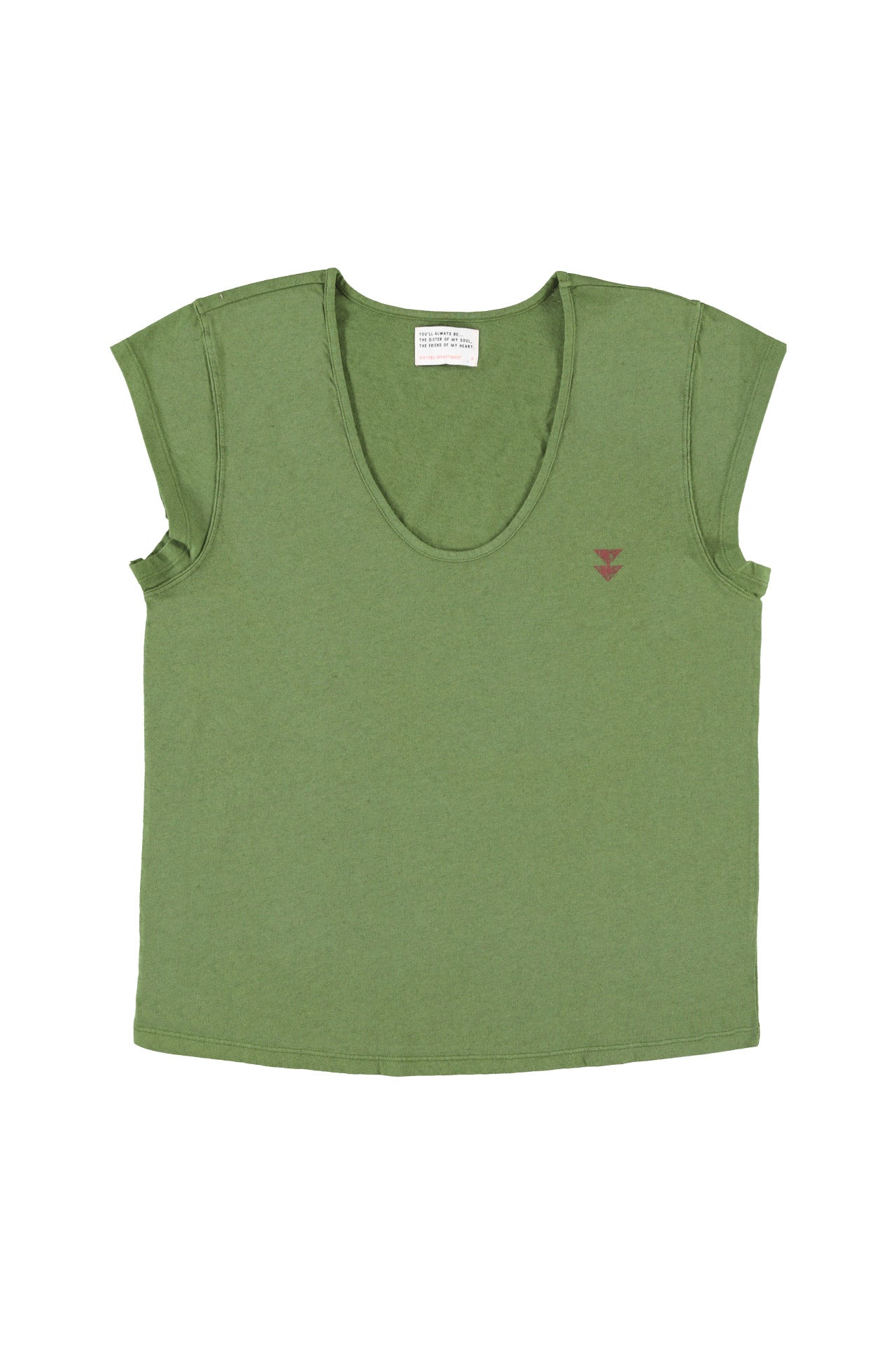 Short sleeve t-shirt w/ deep round neck | Green w/ "13" print