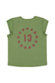 Short sleeve t-shirt w/ deep round neck | Green w/ "13" print