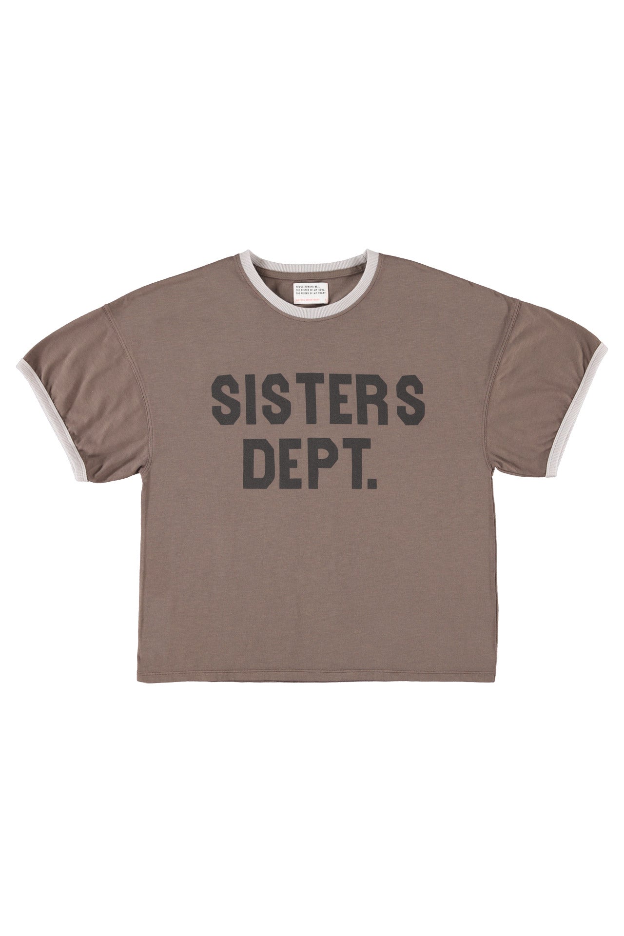 T-shirt w/ short sleeves | Brown w/ "sisters dept" print