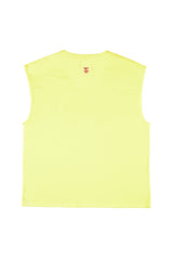 Sleeveless t-shirt w/ round neck | Lime w/ "call 911" print