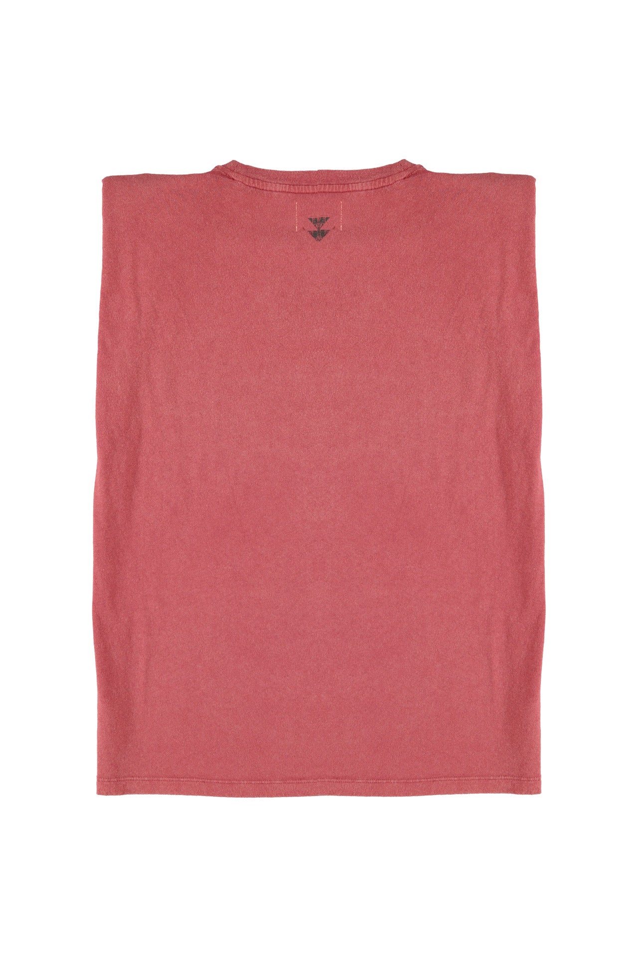 Sleeveless t-shirt w/ shoulder pads | Red w/ "call 911" print