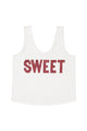 Sleeveless top w/ v-neck | Ecru w/ "sweet" print