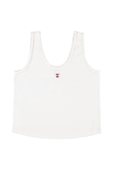 Sleeveless top w/ v-neck | Ecru w/ "sweet" print