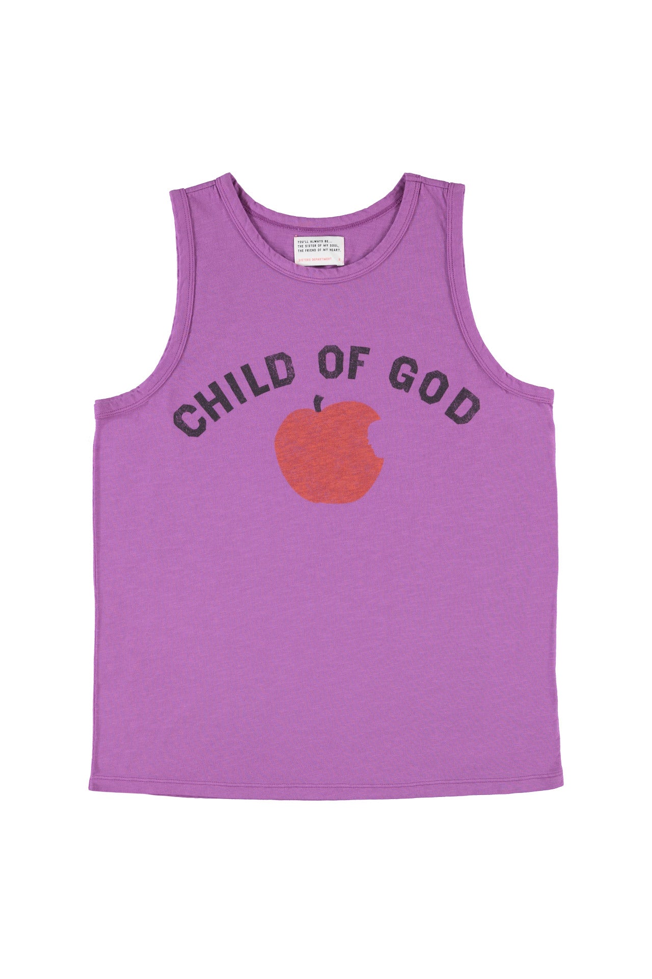Sleeveless round neck top | Fuschia w/ "child of God" print
