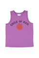 Sleeveless round neck top | Fuschia w/ "child of God" print