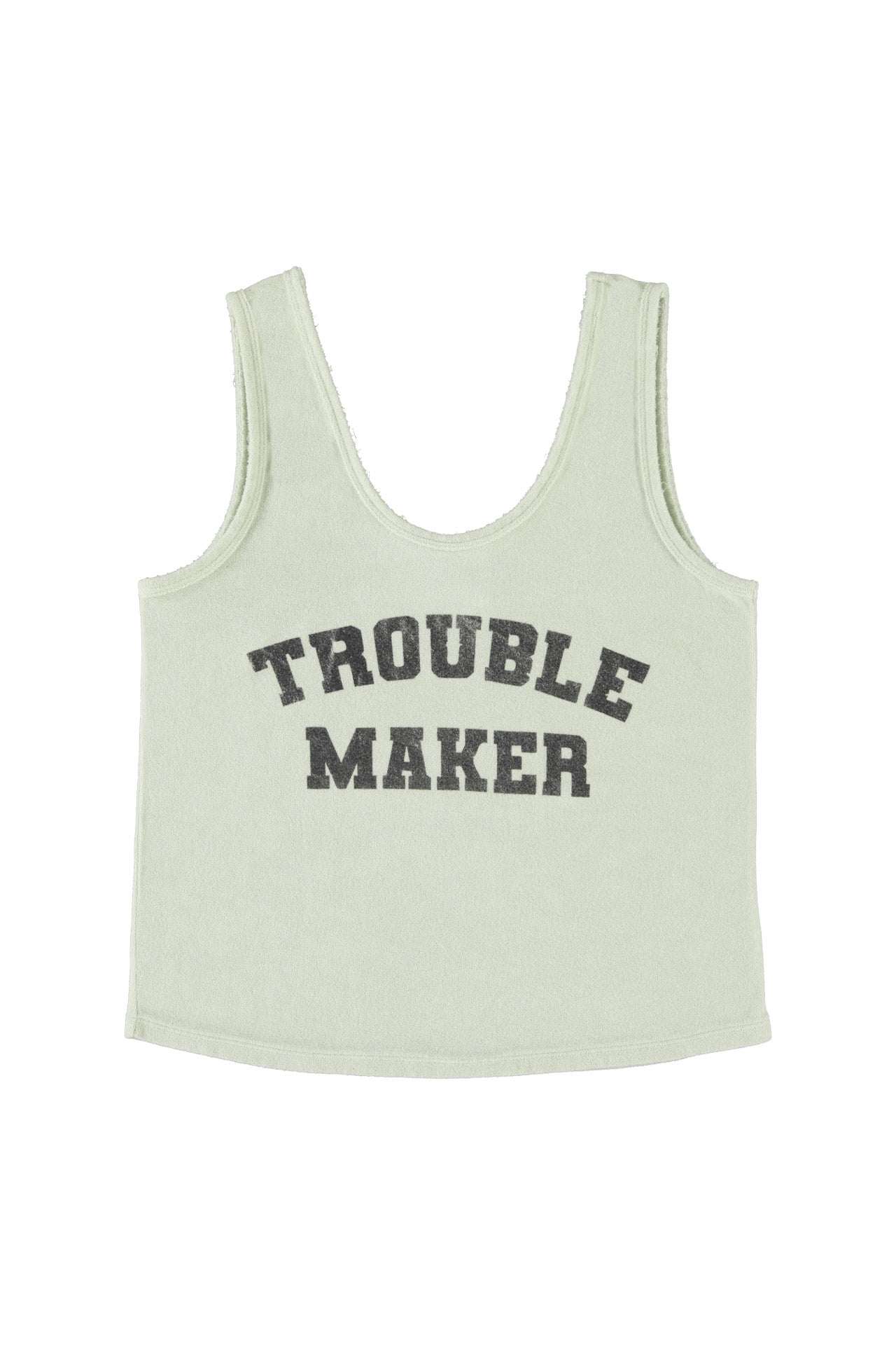 Sleeveless top w/ v-neck | Mint green w/ "trouble maker" print