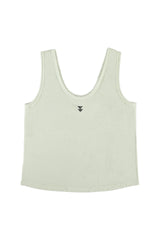 Sleeveless top w/ v-neck | Mint green w/ "trouble maker" print