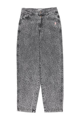Trousers | Washed black denim w/ animal print