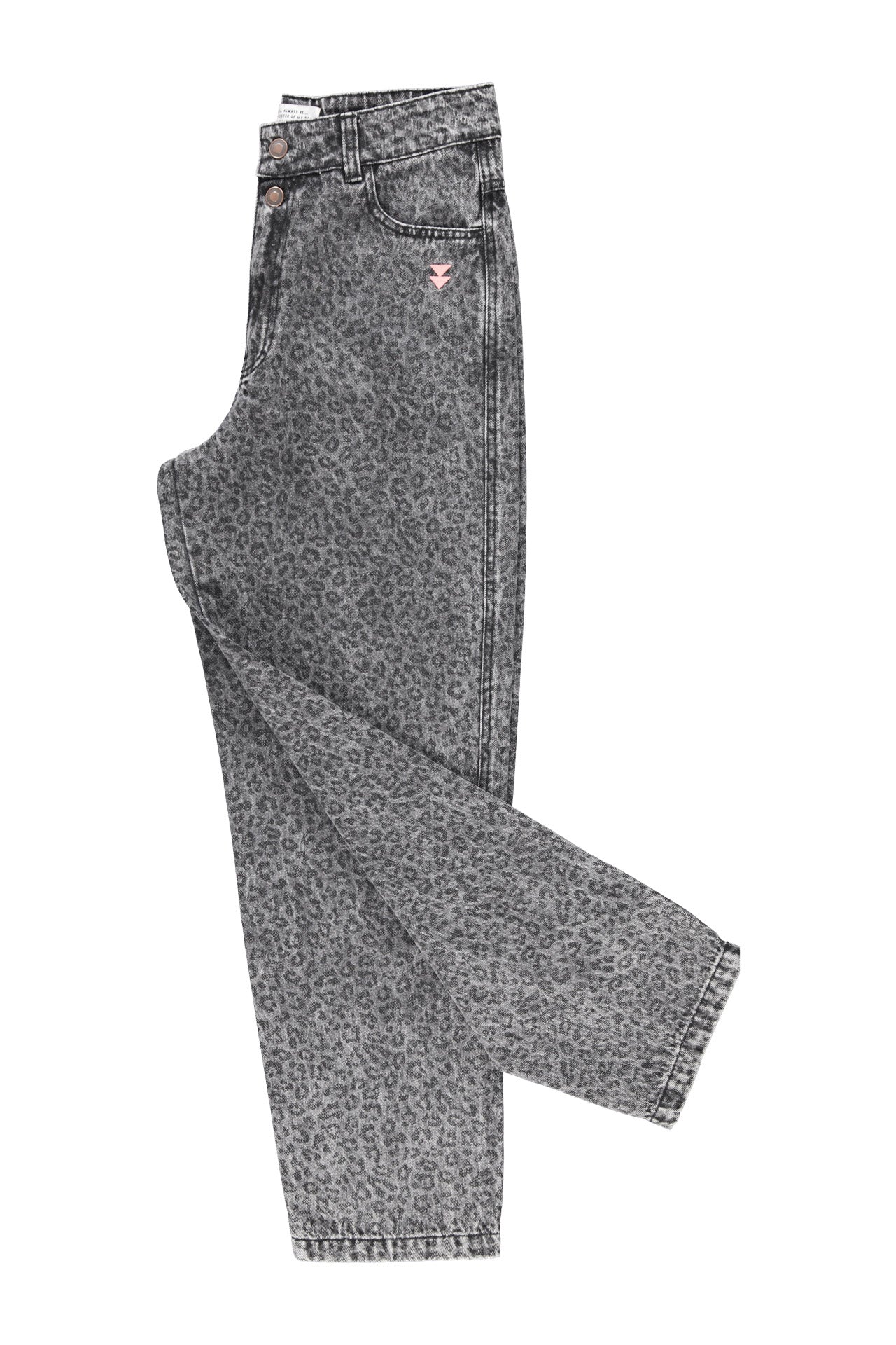 Trousers | Washed black denim w/ animal print