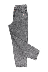 Trousers | Washed black denim w/ animal print