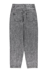 Trousers | Washed black denim w/ animal print