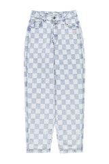 Trousers | Blue checkered denim