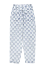 Trousers | Blue checkered denim